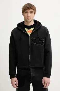 BLUEMARBLE hanorac de bumbac culoarea negru, cu gluga, cu imprimeu, HO19.FL05BA25 imagine