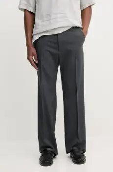 BLUEMARBLE pantaloni de lana barbati, culoarea gri, drept, PA82.WO29A25 imagine