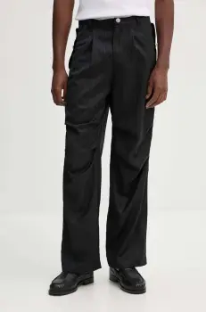 BLUEMARBLE pantaloni de lana culoarea negru, drept, PA59.WO22B24 imagine