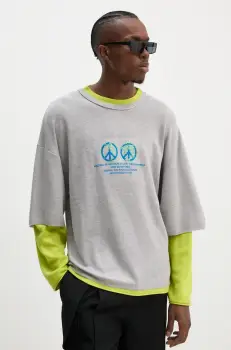 BLUEMARBLE pulover de lana barbati, culoarea gri, light, SW38.KN25B24 imagine