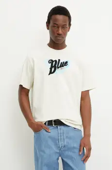 BLUEMARBLE tricou din bumbac barbati, culoarea bej, cu imprimeu, TS35.JE28CA25 imagine