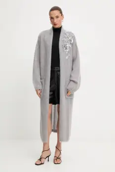 Blugirl Blumarine cardigan din amestec de lana culoarea gri, calduros, RF5080.MS037 imagine