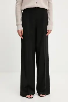 Blugirl Blumarine pantaloni cu lana culoarea negru, lat, high waist, RF5267.T207A imagine
