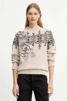 Blugirl Blumarine pulover de lana culoarea bej, calduros, cu turtleneck, RF5161.MS038 imagine