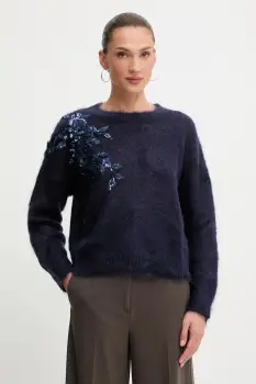 Blugirl Blumarine pulover din amestec de mohair culoarea bleumarin, RF5082.MS037 imagine