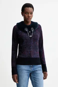 Blugirl Blumarine pulover reversibil culoarea bleumarin, RF5191.MA98O imagine