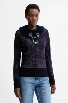 Blugirl Blumarine pulover reversibil culoarea bleumarin, RF5191.MA98O imagine