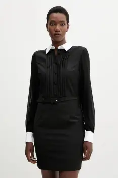 Blugirl Blumarine rochie cu lana culoarea negru, mini, evazati, RF5244.T207A imagine