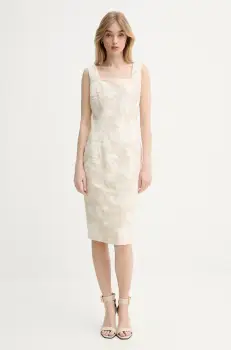 Blugirl Blumarine rochie din amestec de in culoarea bej, mini, mulata, RA5131.T2942 imagine