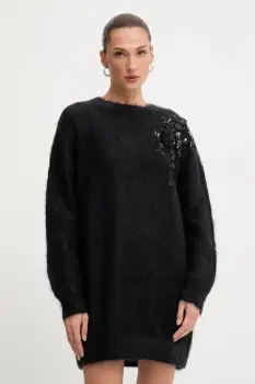 Blugirl Blumarine rochie din amestec de lana culoarea negru, mini, oversize, RF5151.MS037 imagine