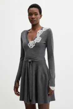 Blugirl Blumarine rochie din lana culoarea gri, mini, evazati, RF5231.MA82O imagine