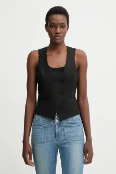 Blugirl Blumarine vesta din amestec de lana culoarea negru, cu doua randuri de nasturi, RF5265.T207A imagine