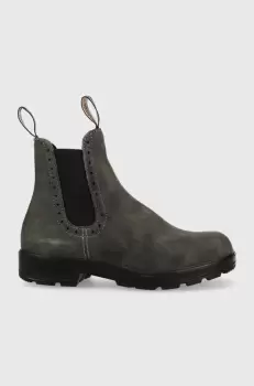 Blundstone botine din piele intoarsa 1630 femei, culoarea gri, cu toc plat imagine