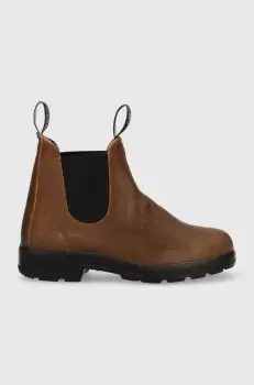 Blundstone ghete chelsea de piele femei, culoarea maro, cu toc plat imagine