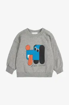 Bobo Choses hanorac de bumbac pentru bebelusi Doggy Mate culoarea gri, cu imprimeu, 225AB049 imagine