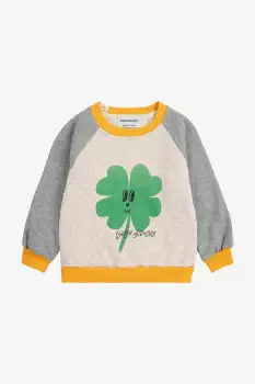 Bobo Choses hanorac de bumbac pentru bebelusi Lucky Clover culoarea bej, cu imprimeu, 225AB053 imagine