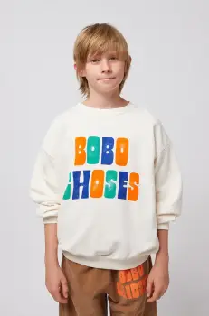 Bobo Choses hanorac de bumbac pentru copii culoarea bej, cu imprimeu, 125AC129 imagine