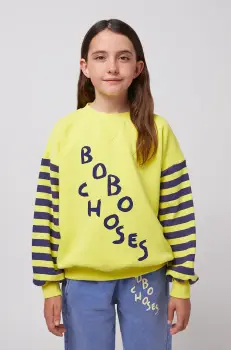 Bobo Choses hanorac de bumbac pentru copii culoarea galben, modelator, 125AC039 imagine