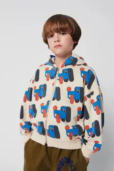 Bobo Choses hanorac de bumbac pentru copii Doggy Mate culoarea bej, cu gluga, cu imprimeu, 225AC049 imagine