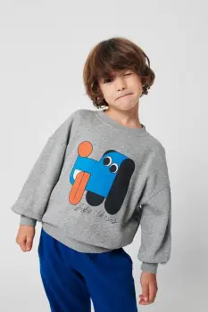 Bobo Choses hanorac de bumbac pentru copii Doggy Mate culoarea gri, cu imprimeu, 225AC031 imagine