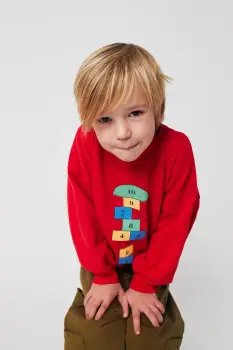 Bobo Choses hanorac de bumbac pentru copii Hopscotch culoarea rosu, cu imprimeu, 225AC036 imagine