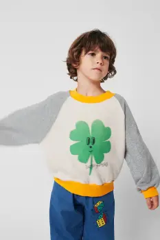 Bobo Choses hanorac de bumbac pentru copii Lucky Clover culoarea gri, cu imprimeu, 225AC041 imagine