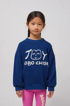 Bobo Choses hanorac de bumbac pentru copii Smiling culoarea albastru marin, cu imprimeu, 125AC040 imagine