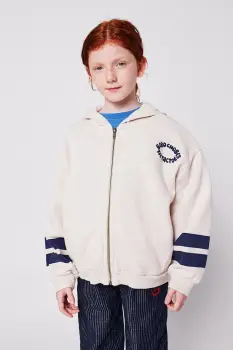 Bobo Choses hanorac de bumbac pentru copii Tic Tac Toe culoarea bej, cu gluga, cu imprimeu, 225AC050 imagine