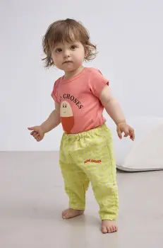 Bobo Choses pantaloni bebe culoarea galben, neted, 125AB061 imagine