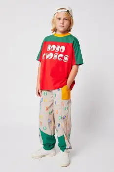 Bobo Choses pantaloni copii culoarea bej, cu imprimeu, 225AC140 imagine