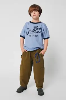 Bobo Choses pantaloni copii Tic Tac Toe culoarea verde, uni, 225AC077 imagine