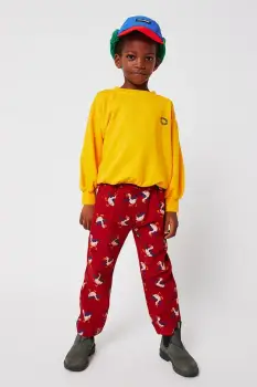 Bobo Choses pantaloni de bumbac pentru copii La Oca culoarea roz, cu imprimeu, 225AC145 imagine