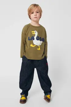 Bobo Choses pantaloni de bumbac pentru copii Tic Tac Toe culoarea bleumarin, uni, 225AC079 imagine