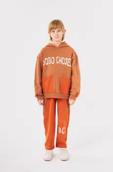 Bobo Choses pantaloni de trening din bumbac pentru copii culoarea portocaliu, modelator, 224AC084 imagine