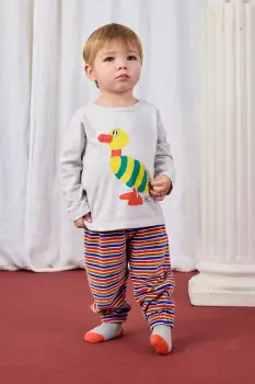 Bobo Choses pantaloni de trening pentru bebelusi Have Fun culoarea portocaliu, cu imprimeu, 225AB073 imagine