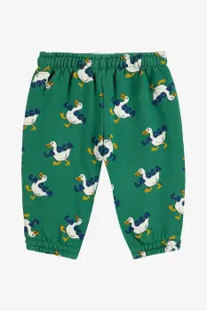 Bobo Choses pantaloni de trening pentru bebelusi La Oca culoarea verde, cu imprimeu, 225AB076 imagine