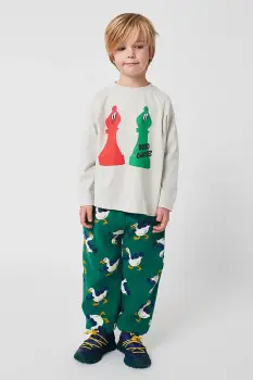 Bobo Choses pantaloni de trening pentru copii La Oca culoarea verde, cu imprimeu, 225AC065 imagine