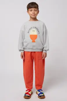 Bobo Choses pantaloni de trening pentru copii Smiling culoarea portocaliu, neted, 125AC078 imagine