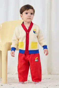 Bobo Choses pantaloni din bumbac pentru bebelusi Choo Choo culoarea rosu, uni, 225AB084 imagine