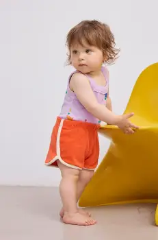 Bobo Choses pantaloni scurti din bumbac pentru bebelusi culoarea portocaliu, neted, 125AB043 imagine