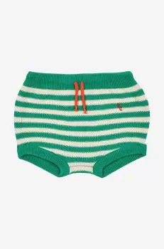 Bobo Choses pantaloni scurti din bumbac pentru bebelusi culoarea verde, modelator, talie reglabila imagine