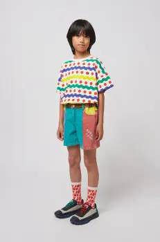 Bobo Choses pantaloni scurti din denim pentru copii culoarea turcoaz, talie reglabila, 125AC065 imagine