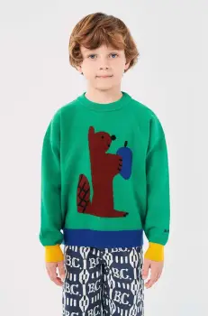 Bobo Choses pulover copii Hungry Squirrel culoarea verde, 224AC117 imagine