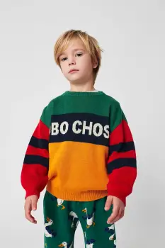 Bobo Choses pulover de bumbac pentru copii culoarea galben, 225AC109 imagine