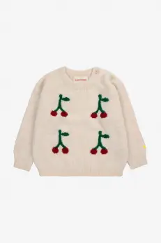 Bobo Choses pulover din amestec de lana pentru bebelusi Cherry culoarea bej, 224AB091 imagine