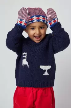 Bobo Choses pulover din amestec de lana pentru bebelusi culoarea albastru marin imagine