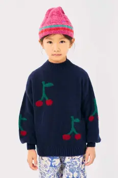 Bobo Choses pulover pentru copii din amestec de lana Cherry culoarea albastru marin, 224AC119 imagine