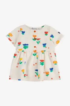 Bobo Choses rochie din bumbac pentru bebelusi Garden Party culoarea alb, mini, evazati, 125AB082 imagine