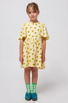 Bobo Choses rochie din bumbac pentru copii Sunflower culoarea galben, mini, evazati, 125AC090 imagine