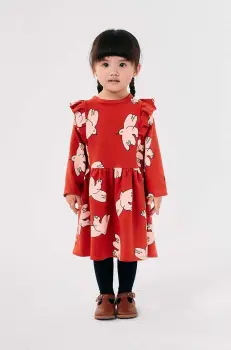 Bobo Choses rochie fete Freedom Bird culoarea rosu, mini, evazati, 224AC108 imagine